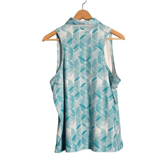 Slazenger XL Golf Sleeveless Polo‎ Top Blue/White
Leaf Print Zip Neck - Picture 5 of 5